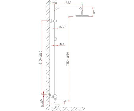 Душевая система с изливом Bronze de Luxe Avantgarde черный 2039H