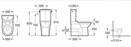 Чаша для унитаза-компакта Roca Civic 342927000