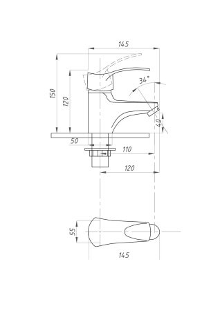 Смеситель для раковины ПСМ-Профсан  ПЛЮС PSM-740-023
