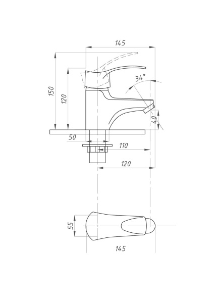 Смеситель для раковины ПСМ-Профсан  ПЛЮС PSM-740-023