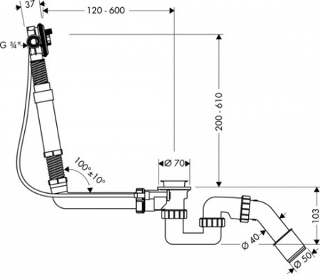 Слив-перелив Hansgrohe Exafill S 58116180