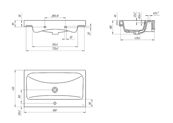 Раковина мебельная Cersanit Moduo 80 (00-00001146)