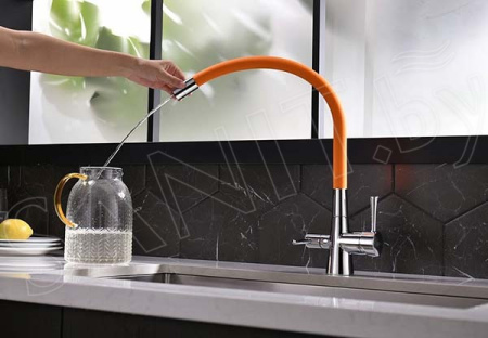 Смеситель для кухни Lemark Comfort с подключением к фильтру с питьевой водой (LM3075C-Orange)