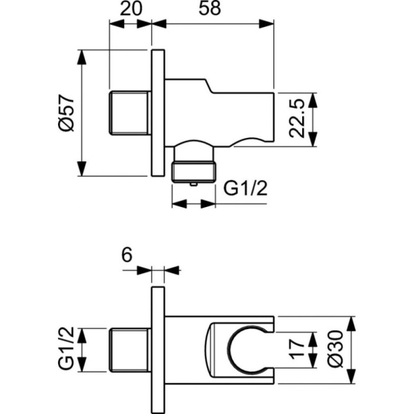 Держатель с подключением душевой лейки Ideal Standard IDEALRAIN BC807AA Держатель с подключением душевой лейки Ideal Standard IDEALRAIN BC807AA