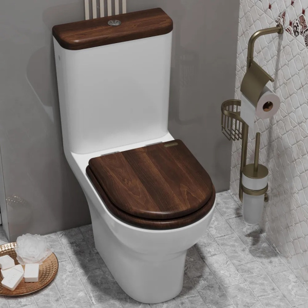 Унитаз-компакт безободковыйOpadiris Палермо OS24724N  сиденье светлый орех, крышка бачка светлый орех