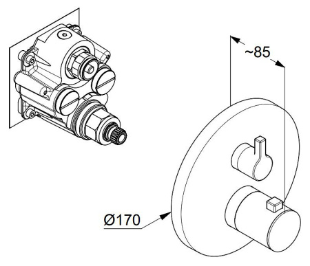 Встраиваемый смеситель для душа с термостатом Kludi Nova Fonte 208355315