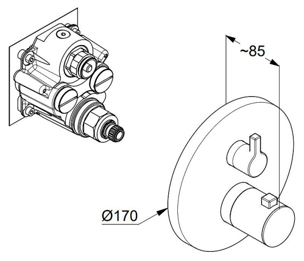 Встраиваемый смеситель для душа с термостатом Kludi Nova Fonte 208355315
