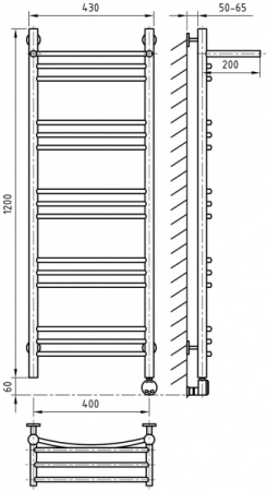 Полотенцесушитель ArtofSpace CLASSICAL WACL4001200GOLD