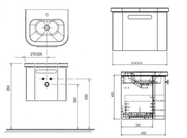 Тумба под умывальник Ravak SD-650 Chrome X000000637