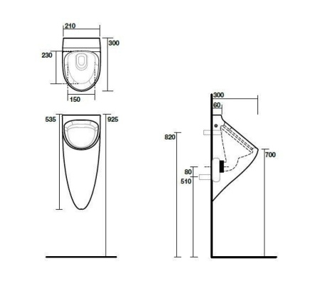 Писсуар подвесной Kerasan Aquatech 373501 белый