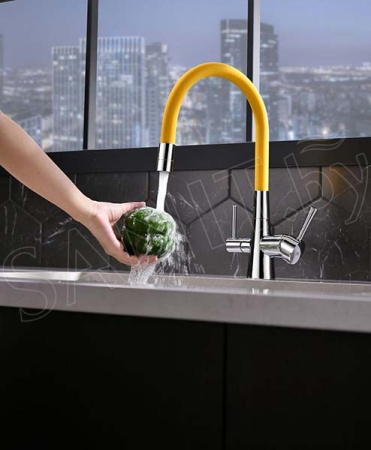 Смеситель для кухни Lemark Comfort с подключением к фильтру с питьевой водой (LM3075C-Yellow)