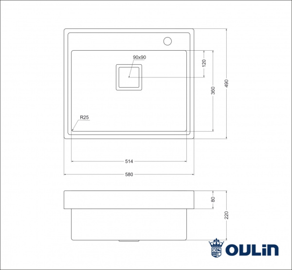 Кухонная мойка (58х49) Oulin OL-G6101