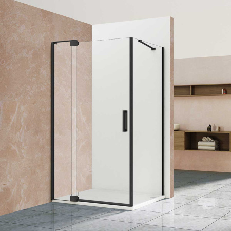 Душевой уголок Vincea  Extra VSR-1E901090CLB,  (90х90) черный, стекло прозрачное