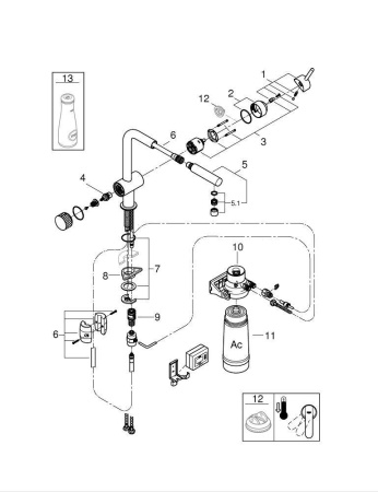 Смеситель для кухни GROHE Blue Pure Minta с функцией фильтрации 30382 000 (30382000)