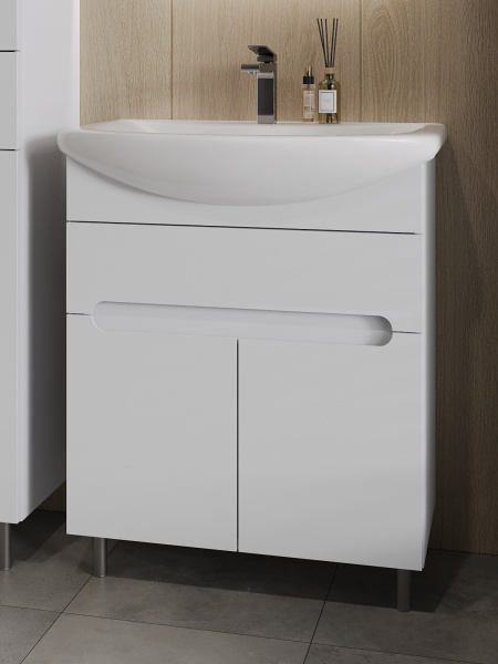 Тумба с раковиной Orange TOPLINE-Rio TR70-03E+RA напольная, белый глянец