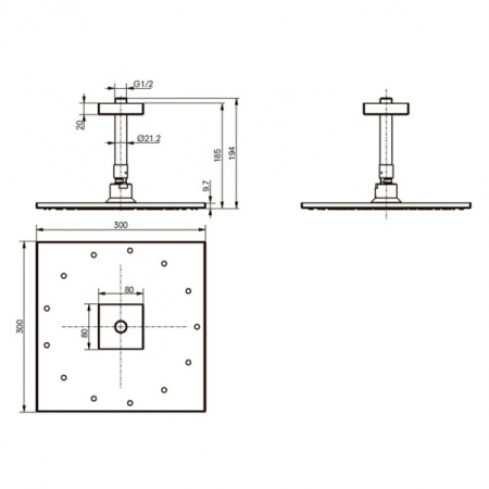 Верхний душ Toto Showers DBX114-1CAMRVE