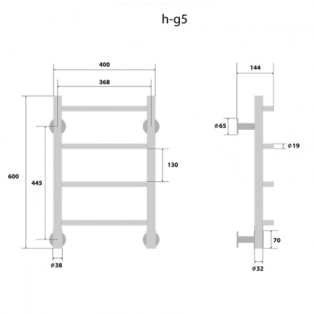 Полотенцесушитель электрический Energy H 60x40 (G5) EETR0000H0604000000