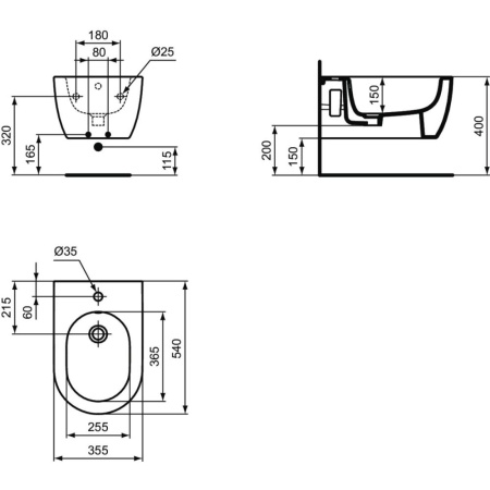 Биде подвесное Ideal Standard Blend Curve T375001