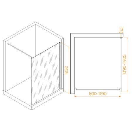 Душевая перегородка 140 см RGW WA-010 Walk-in 351001014-11