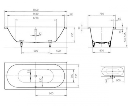 Ванна стальная Kaldewei Classic Duo (180x75) 290900010001