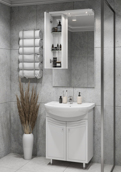 Зеркальный шкаф Aquaton Домус 65 левый белый 1A008202DO01L