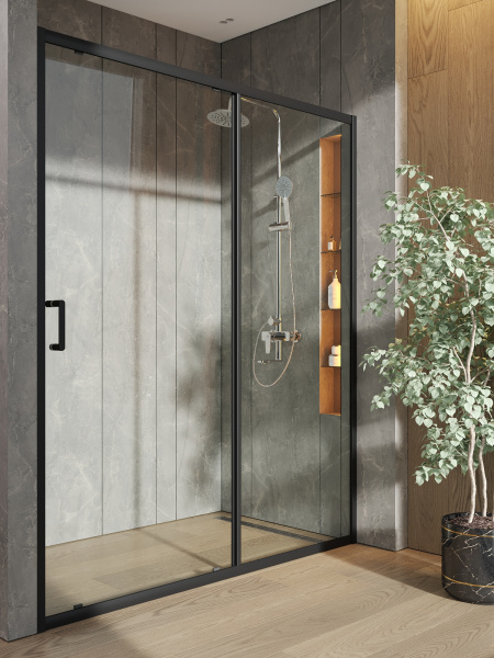 Душевая дверь (160,5х190) Orange E02-160TB матовый черный