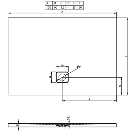 Душевой поддон (120х90) Riho Basel D005024005