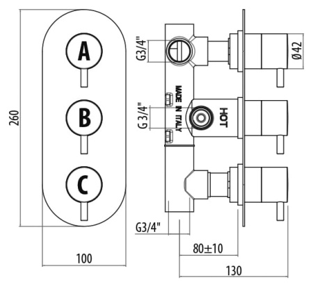 Термостат для душа Gattoni Termostatici TS994/22C0cr