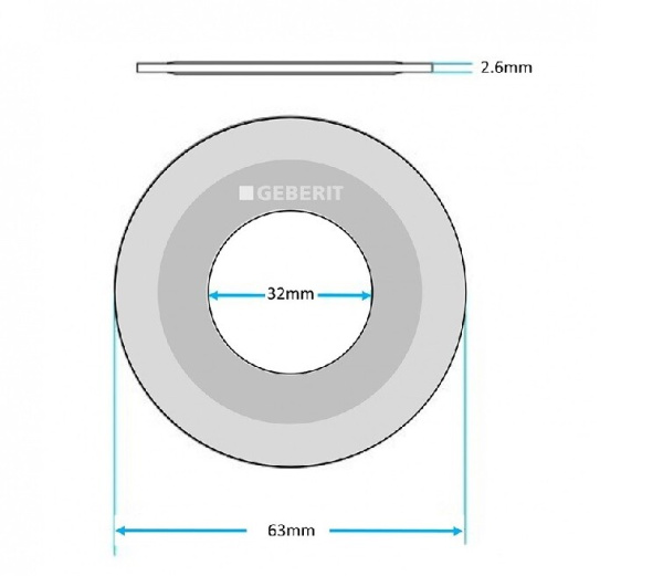 Уплотнительная прокладка Geberit для сливного клапана для смывного бачка наружного и скрытого монтажа: d=63мм Geberit 816.418.00.1
