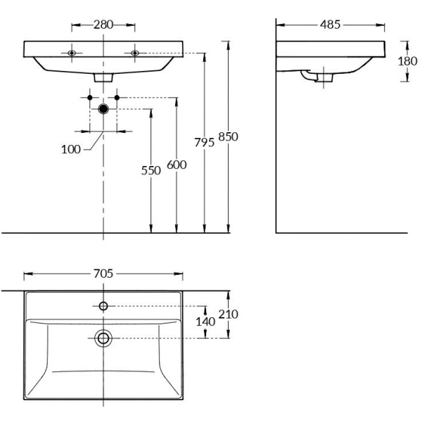 Раковина подвесная (70х48) Kerama Marazzi Cubo CU.wb.70