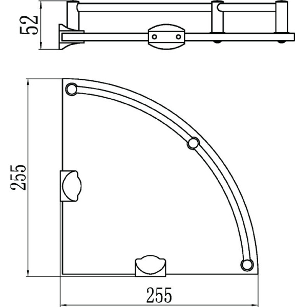 Полка угловая одинарная стеклянная Savol S-003011 в упаковке 3 шт