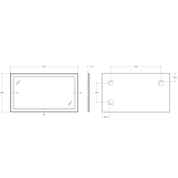 Зеркало (140х80) BelBagno Kraft  SPC-KRAFT-1400-800-SENS-AL с подсветкой