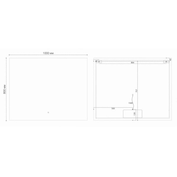 Зеркало (100х80) Grossman PRAGMA-норма BLACK 18100802 LED с сенсорным выключателем и подогревом