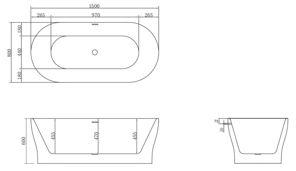 Акриловая ванна (150x80) BelBagno BB405-1500-800 Акриловая ванна (150x80) BelBagno BB405-1500-800