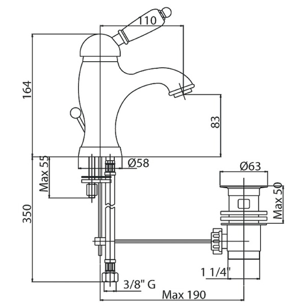 Смеситель для раковины Cezares Elite ELITE-LSM1-03/24-Bi