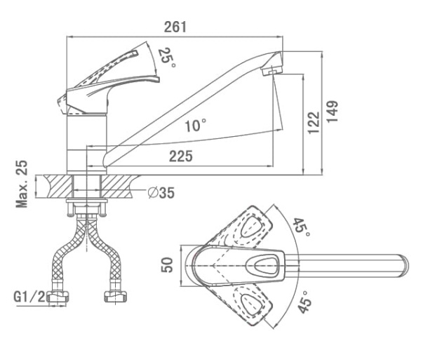 Смеситель для кухни D&K Erlangen Bayern DA1182301