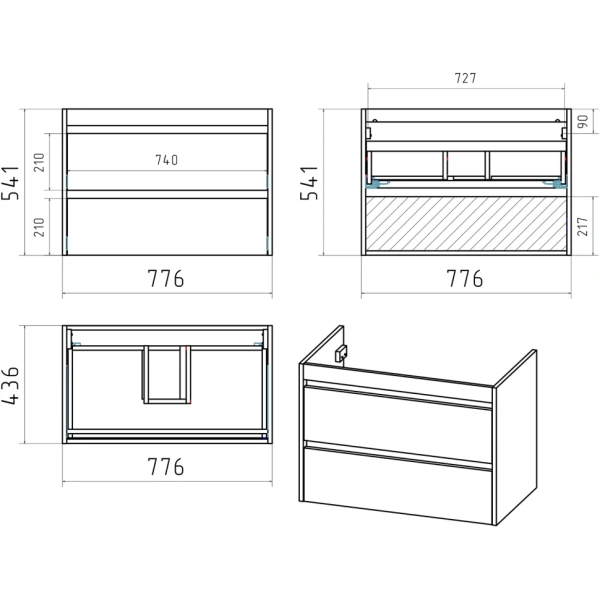 Тумба с раковиной Brevita Balaton 80 УТ000023724