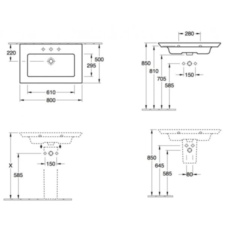 Раковина Villeroy & Boch Legato 80х50 415380R1