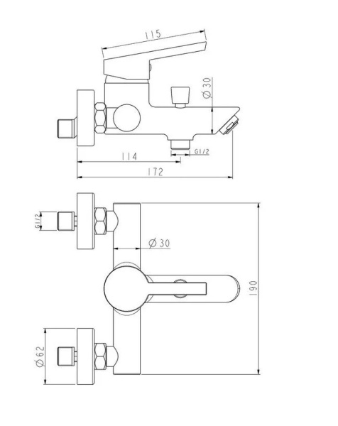 Смеситель для ванны Esko Lagos LG 54, хром