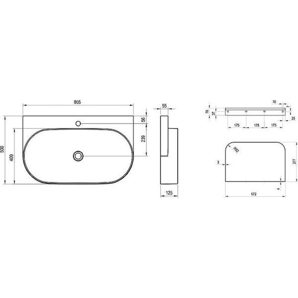 Раковина подвесная Ravak Yard 80 XJX0D280002