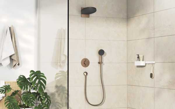Смеситель для ванны на 2 потребителя Hansgrohe DuoTurn S 75418140 шлифованная бронза