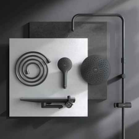 Душевая система с изливом Am.Pm Gem F0790722 черный матовый