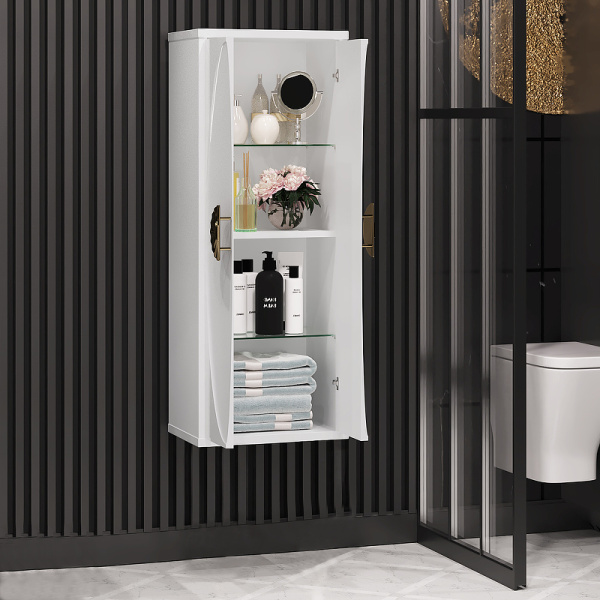 Пенал Opadiris Ибица, подвесной, цвет белый/золото 00-00003630