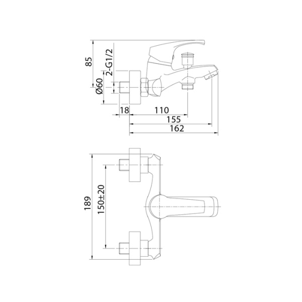 Смеситель для ванны и душа Milardo Sterm (STESB00M02)