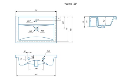 Раковина встраиваемая Onika Фостер 70 4620008197746