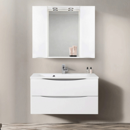 Зеркало-шкаф BelBagno MARINO-SPC-1000/750-2A-BL-P Bianco Lucido