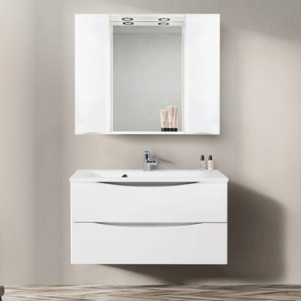 Зеркало-шкаф BelBagno MARINO-SPC-1200/750-2A-BL-P Bianco Lucido