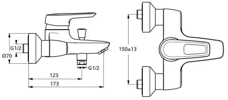 Смеситель для ванны Ideal Standard Ceramix Blue B9490AA