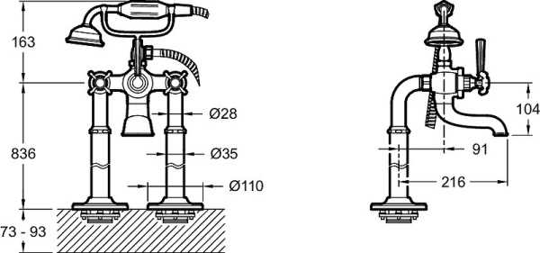 Смеситель для ванны Jacob Delafon Cleo 1889 E24314-BGG Смеситель для ванны Jacob Delafon Cleo 1889 E24314-BGG