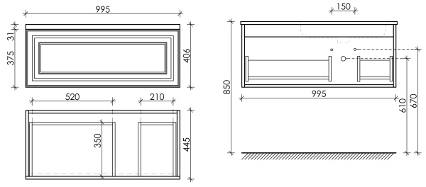 Тумба под раковину Sancos  Very VR100RW Bianco